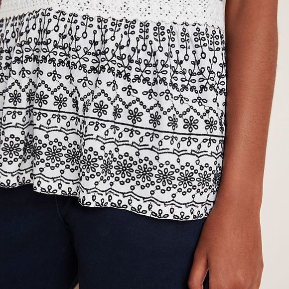 Anthropologie | NWT Cammie Embroidered Peplum Top - Picture 12 of 16